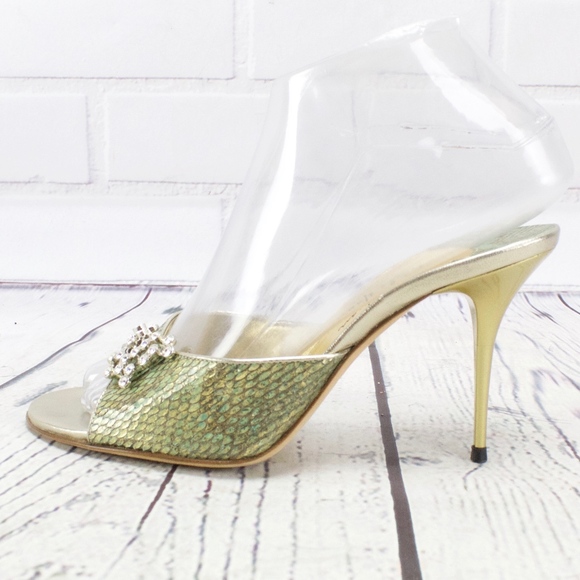 Cole Haan Shoes - COLE HAAN Green Metallic Python Leather Heels 6